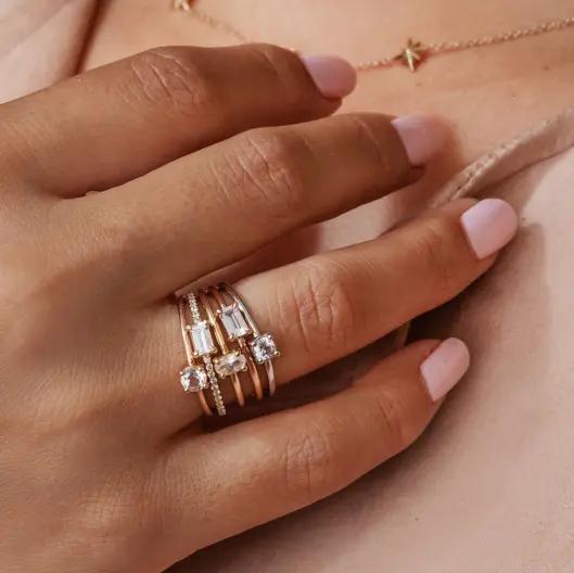 Stacking various rings on the ring finger